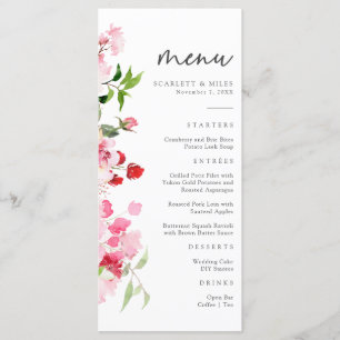 Red and Pink Floral Bridal Shower Menu