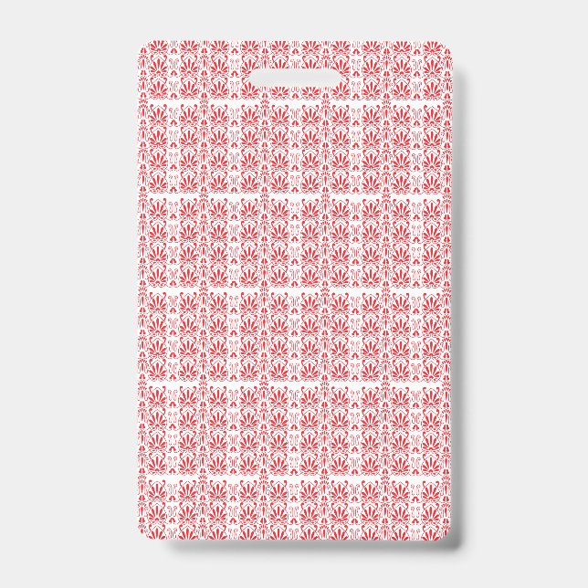 Red and pink floral graphics featuring geraniums i ID badge (Front)