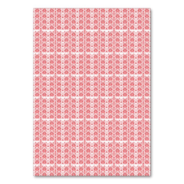 Red and pink floral graphics featuring geraniums i table number (Front)