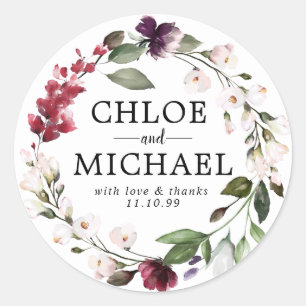 Red and Pink Floral Wedding Thank You Favour Seal