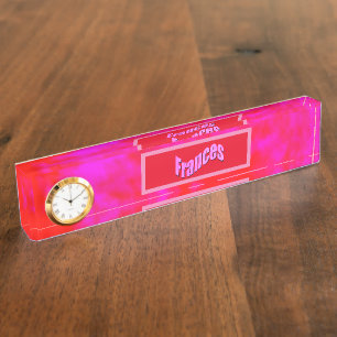 Red And Pink Frances Name Logo, Nameplate
