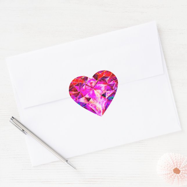 Red and Pink Gem Heart Gemstone Sticker (Envelope)