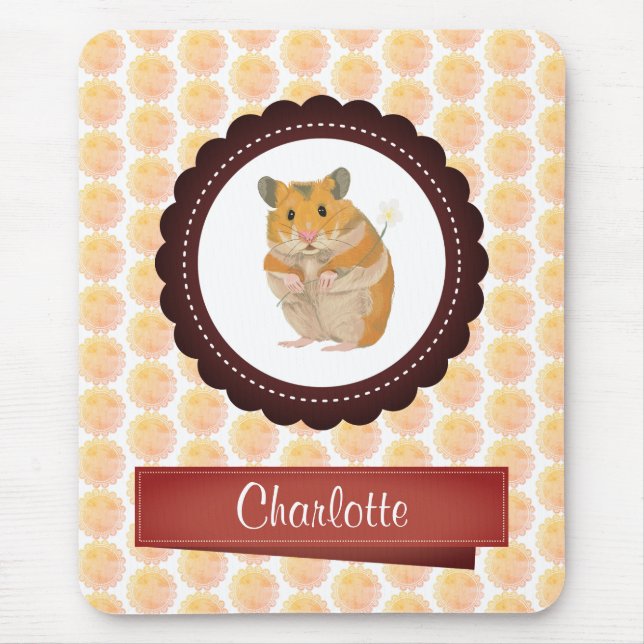 Red and Pink Girls Hamster Mouse Mat (Front)