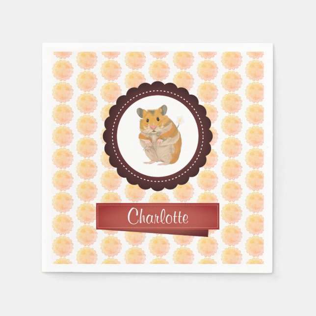 Red and Pink Girls Hamster Napkin (Front)