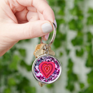 red and pink heart keychain