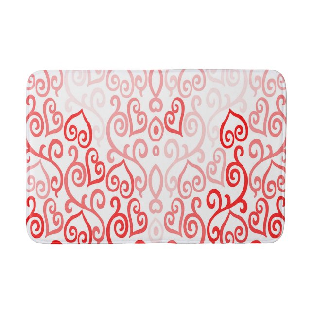 Red and Pink Heart Pattern Bath Mat (Front)