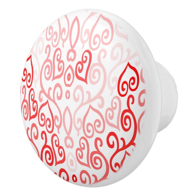 Red and Pink Heart Pattern Ceramic Knob (Right)