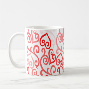 Red and Pink Heart Pattern Coffee Mug