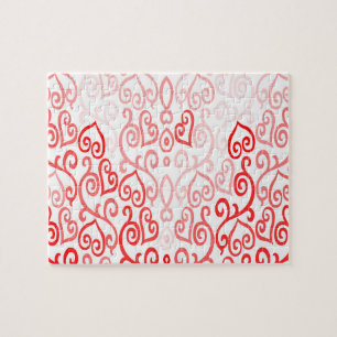 Red and Pink Heart Pattern Jigsaw Puzzle