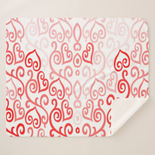 Red and Pink Heart Pattern Sherpa Blanket