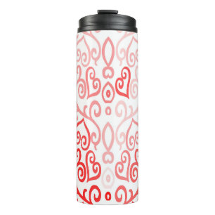 Red and Pink Heart Pattern Thermal Tumbler