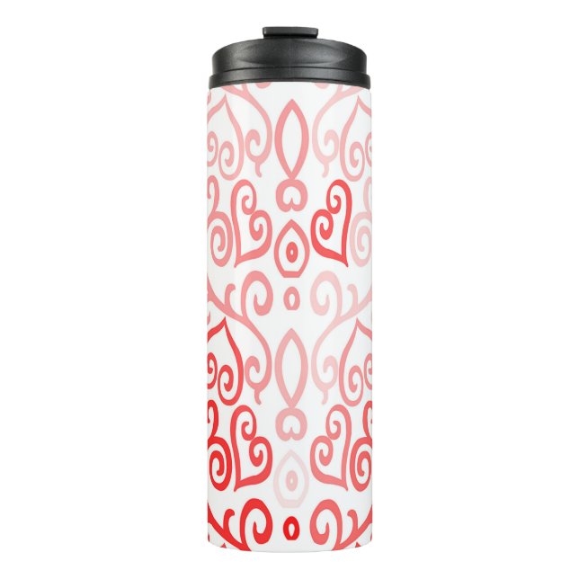 Red and Pink Heart Pattern Thermal Tumbler (Front)