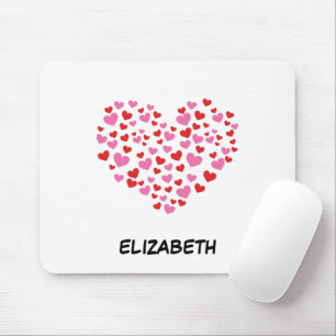 Red And Pink Hearts Add Your Name Mouse Mat