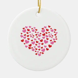 Red And Pink Hearts Ceramic Tree Decoration