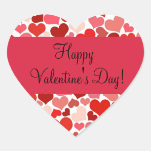 Red and Pink Hearts on a Heart Valentine's Sticker