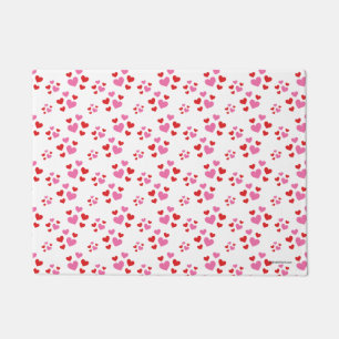 Red And Pink Hearts Pattern Doormat