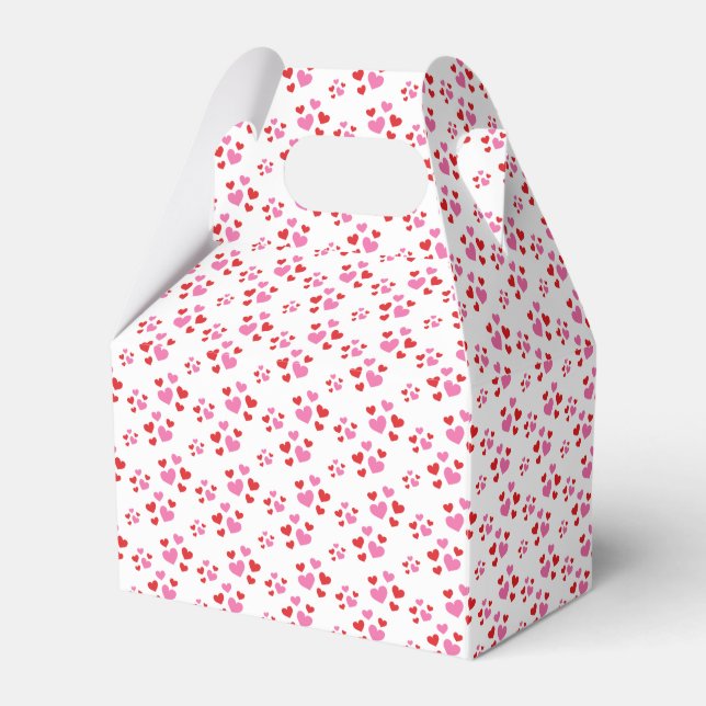 Red And Pink Hearts Pattern Favour Box (Front Side)