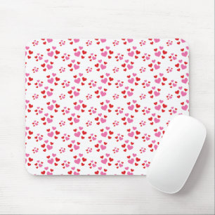 Red And Pink Hearts Pattern Mouse Mat