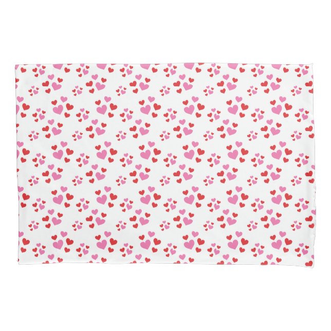 Red And Pink Hearts Pattern Pillowcase (Front)