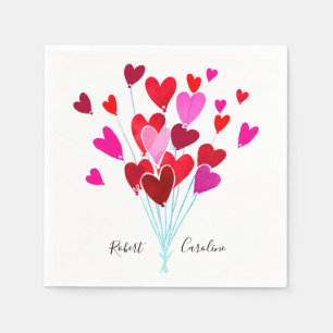 Red and Pink Hearts Personalised Valentine's Day Napkin