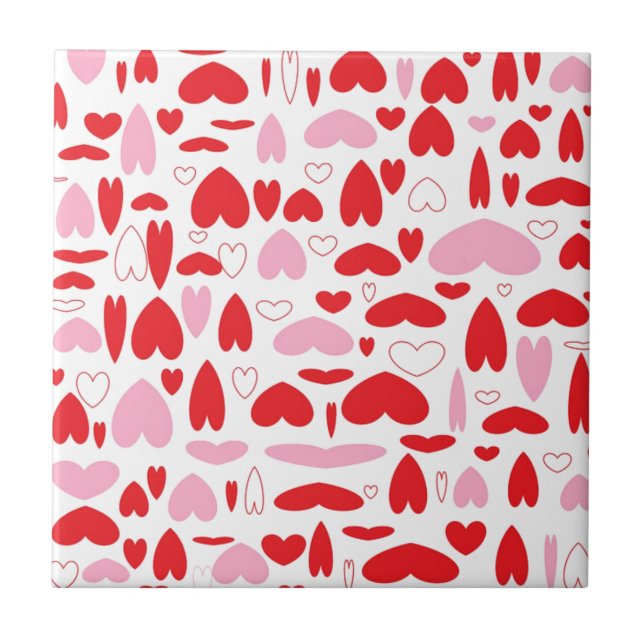Red And Pink Hearts Tile (Front)