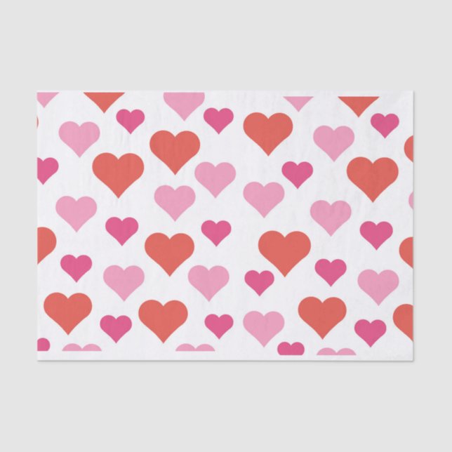 Red and Pink Hearts tissue paper (Front)