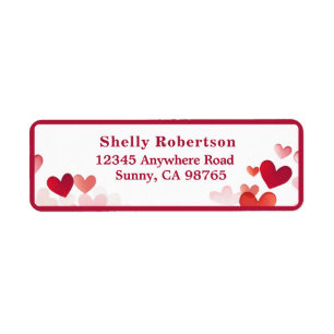 Red and Pink Hearts Valentine's Day Address Labels