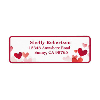 Red and Pink Hearts Valentine's Day Address Labels
