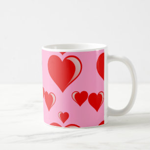 Red and Pink Hearts Valentine's Day Pattern Coffee Mug