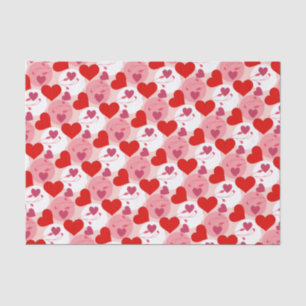 Red and Pink Hearts Valentines Day Pattern Romance Tissue Paper