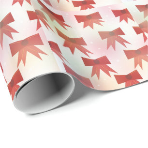 Red and Pink Holiday Bows Wrapping Paper