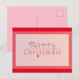 Red and Pink Jolly Merry Christmas & Ornament Postcard