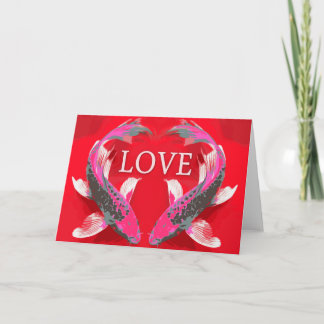 Red and pink koi love card
