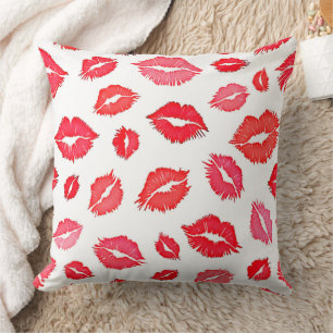 Red and Pink Lip Pattern Art Cushion