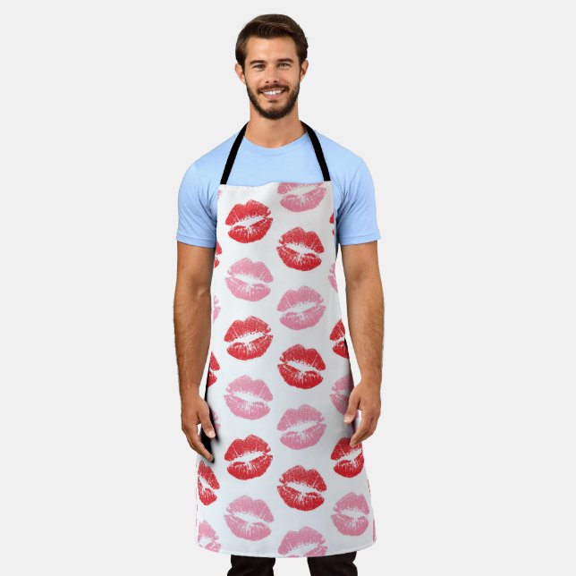 Red and Pink Lips, Pattern Of Lips, Lipstick, Kiss Apron (Worn)