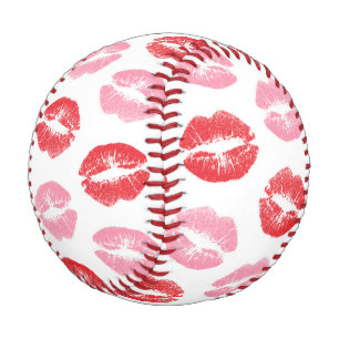 Red and Pink Lips, Pattern Of Lips, Lipstick, Kiss Baseball