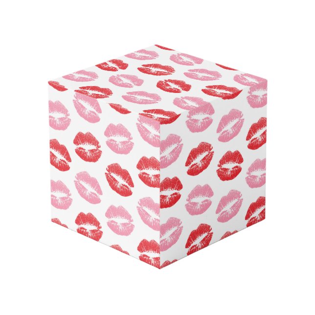 Red and Pink Lips, Pattern Of Lips, Lipstick, Kiss Cube (Front Angled)