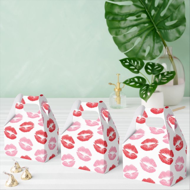 Red and Pink Lips, Pattern Of Lips, Lipstick, Kiss Favour Box (Multiple)