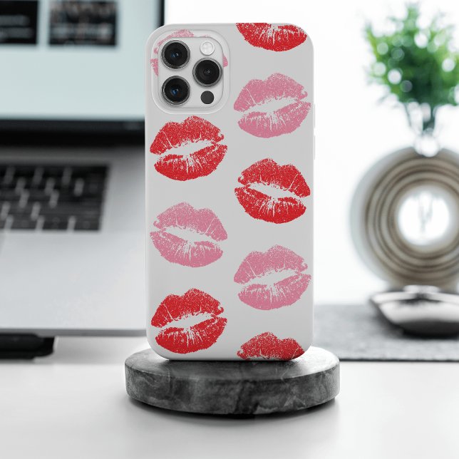 Red and Pink Lips, Pattern Of Lips, Lipstick, Kiss iPhone Case (Creator Uploaded)