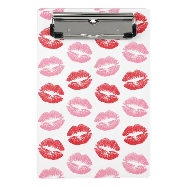 Red and Pink Lips, Pattern Of Lips, Lipstick, Kiss Mini Clipboard (Front)