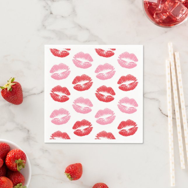 Red and Pink Lips, Pattern Of Lips, Lipstick, Kiss Napkin (Insitu)