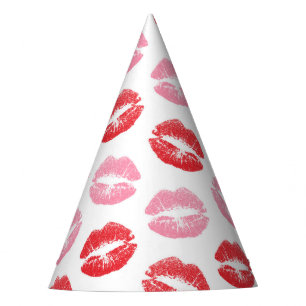 Red and Pink Lips, Pattern Of Lips, Lipstick, Kiss Party Hat