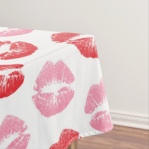 Red and Pink Lips, Pattern Of Lips, Lipstick, Kiss Tablecloth