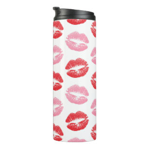 Red and Pink Lips, Pattern Of Lips, Lipstick, Kiss Thermal Tumbler