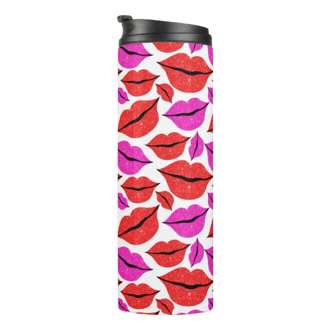 Red and Pink Lips Valentines Day Thermal Tumbler (Rotated Right)