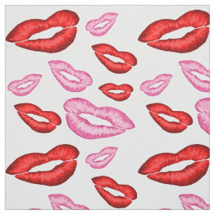 Red and pink lipstick print fabric