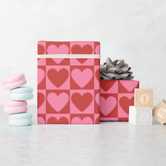 Red and Pink Love Heart  Wrapping Paper