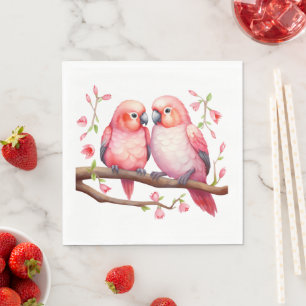 Red and Pink Lovebirds  Napkin