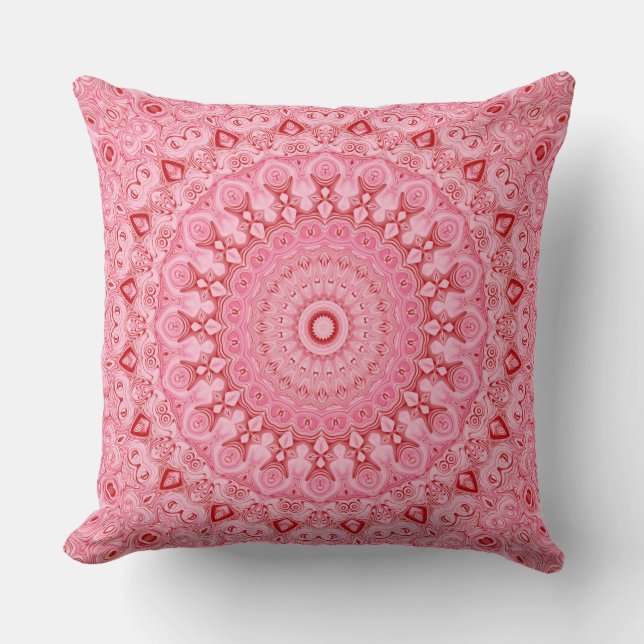 Red and Pink Mandala Pattern Design Cushion (Front)