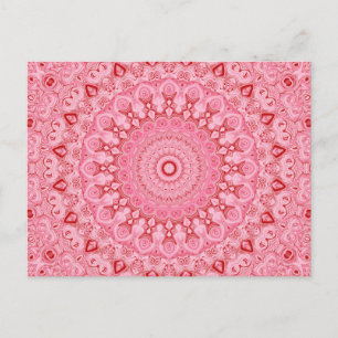 Red and Pink Mandala Pattern Design Postcard